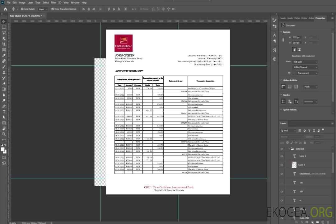 Relevé bancaire CIBC de Grenade template